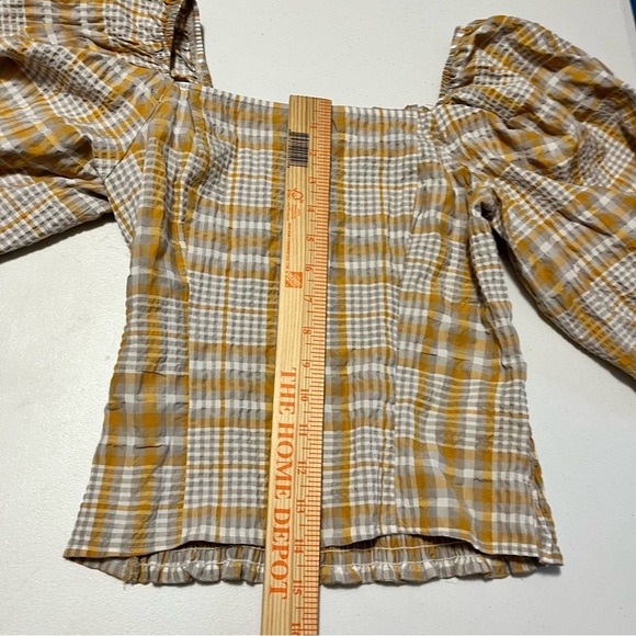 Anthropologie Maeve Smocked Back Puff Sleeve Top Yellow Extra Small XS T1 - Picture 7 of 8